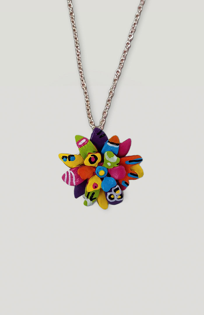 Handpainted Pewter Passion Flower Necklace