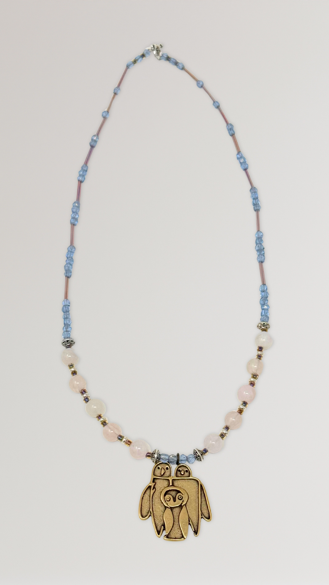Beaded Necklace with Bronze Turn It Gold Pendant