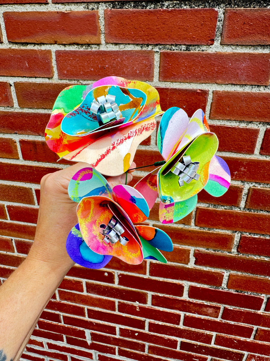 3-Flower Bouquet - Painted Paper Flowers