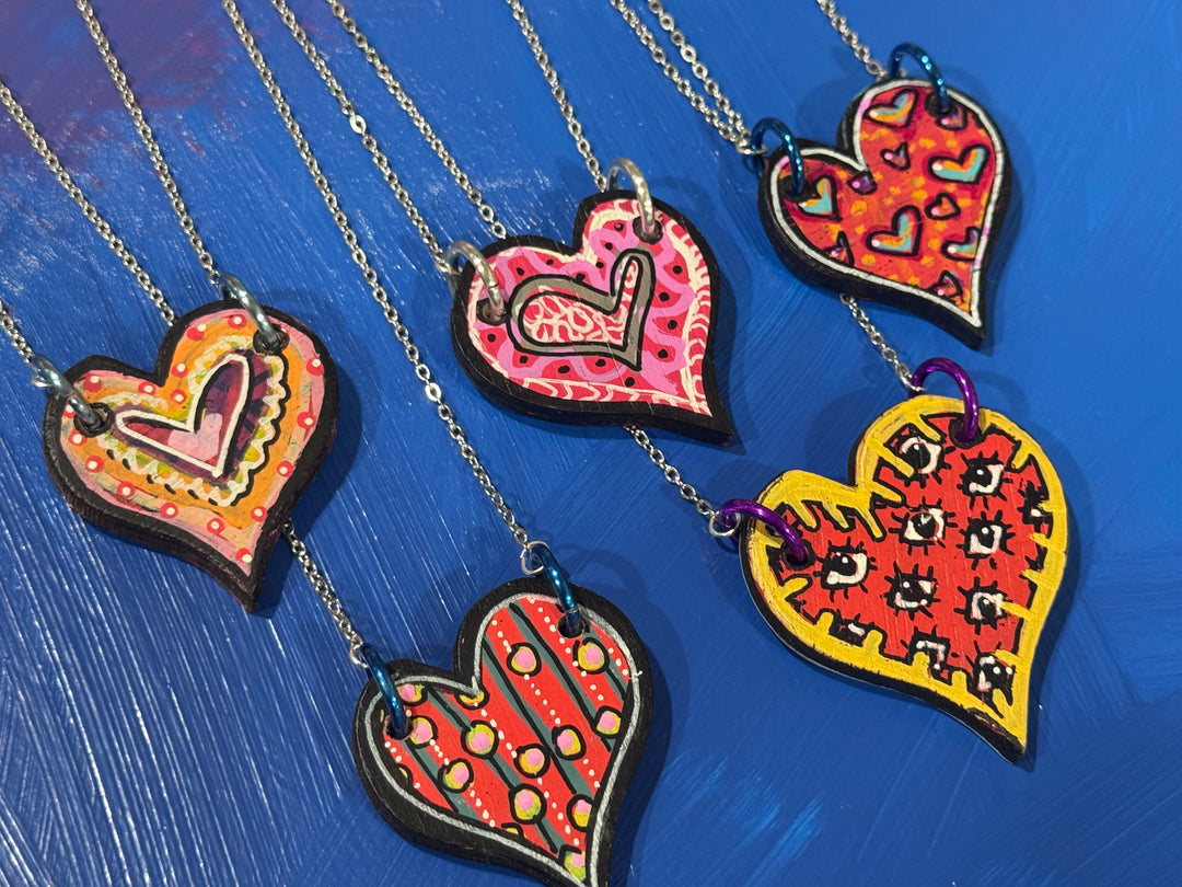 Heart Wood Pendant Necklace