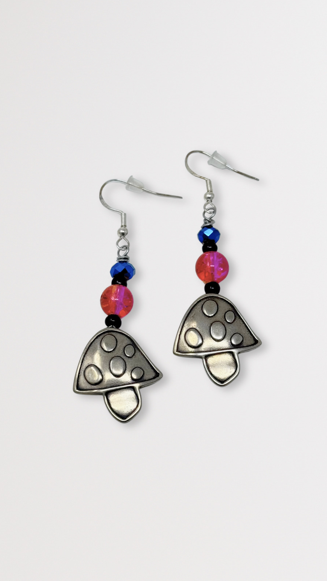 Beaded Bronze Mushroom Earrings