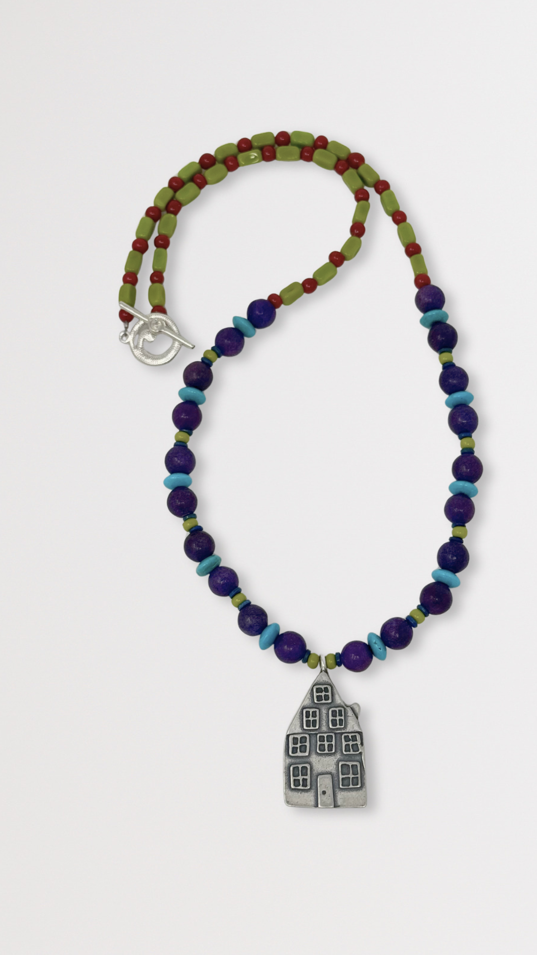 Beaded Necklace with House Charm