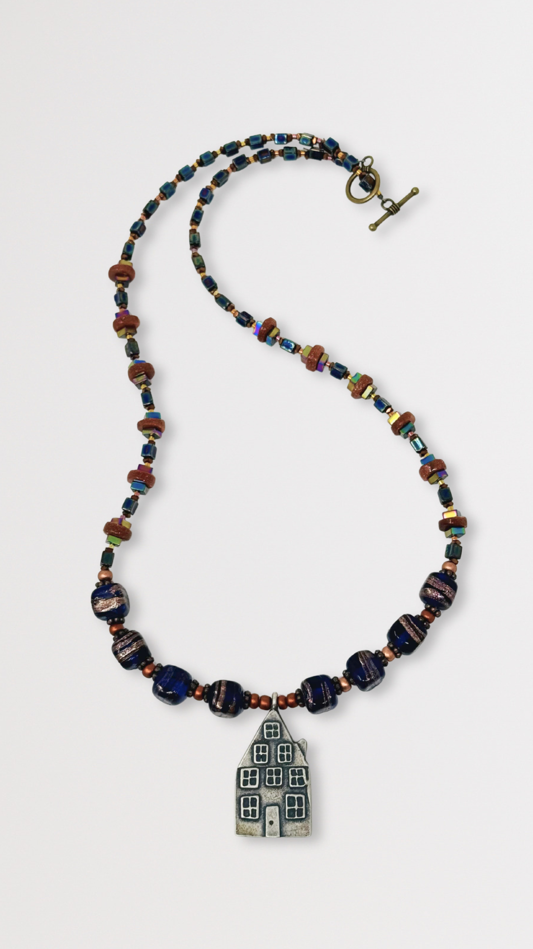 Beaded Necklace with House Charm