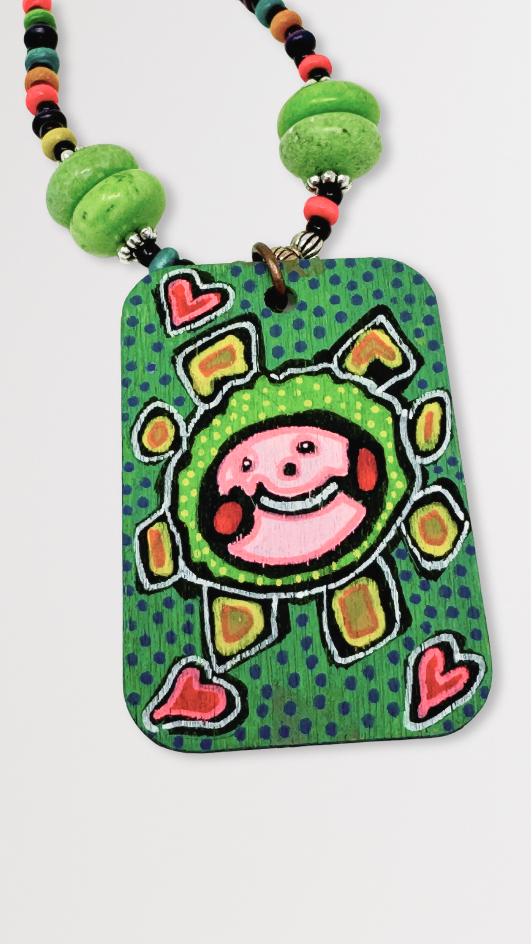 "Happy" Unique Hand-Painted Pendant Necklace