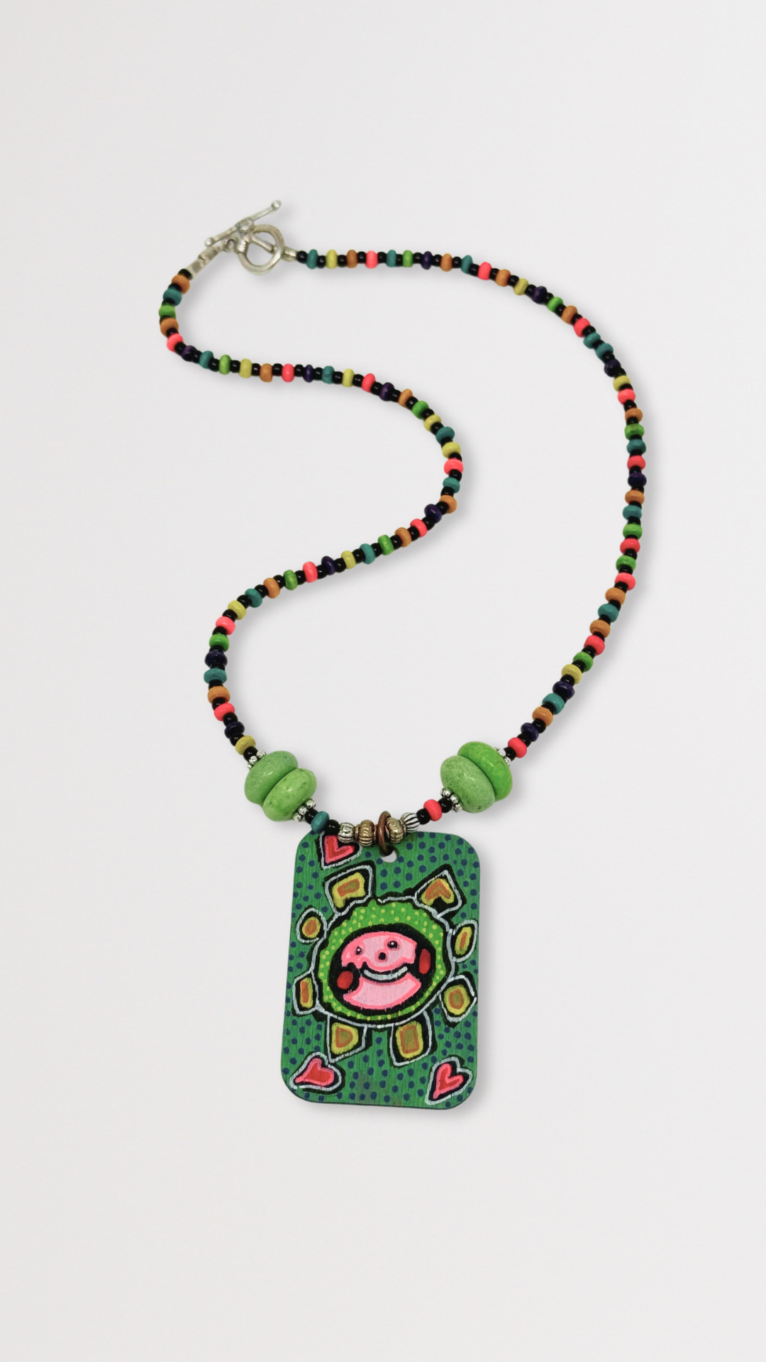 "Happy" Unique Hand-Painted Pendant Necklace