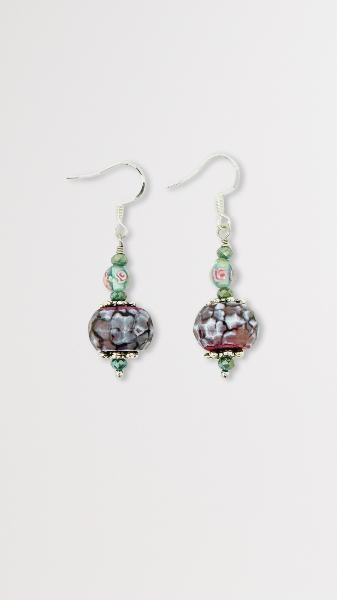 Beaded Necklace and Earring Set with Heart Pin Charm