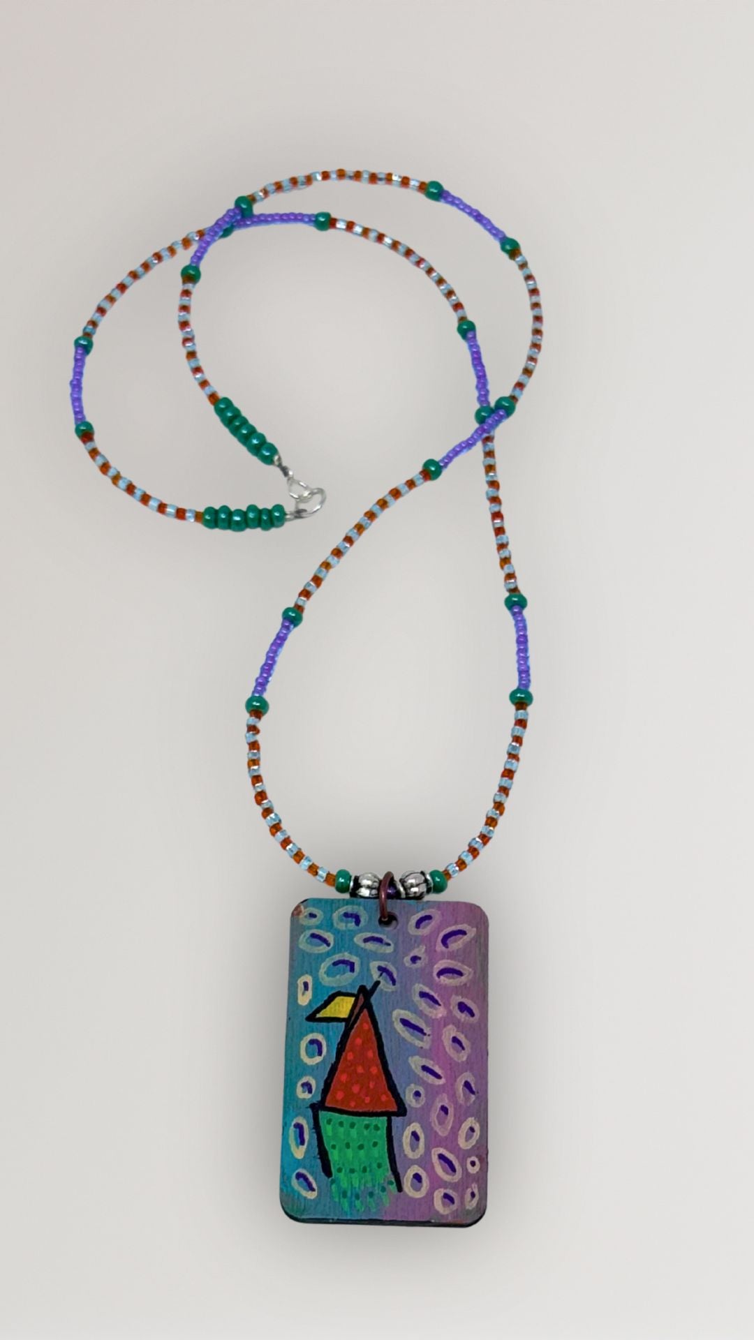 "House" Unique Hand-Painted Pendant Necklace
