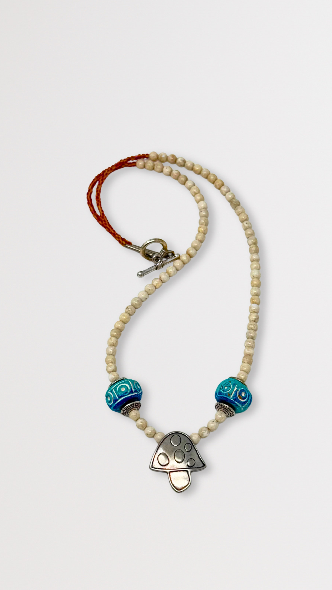 Bronze Mushroom Beaded Necklace