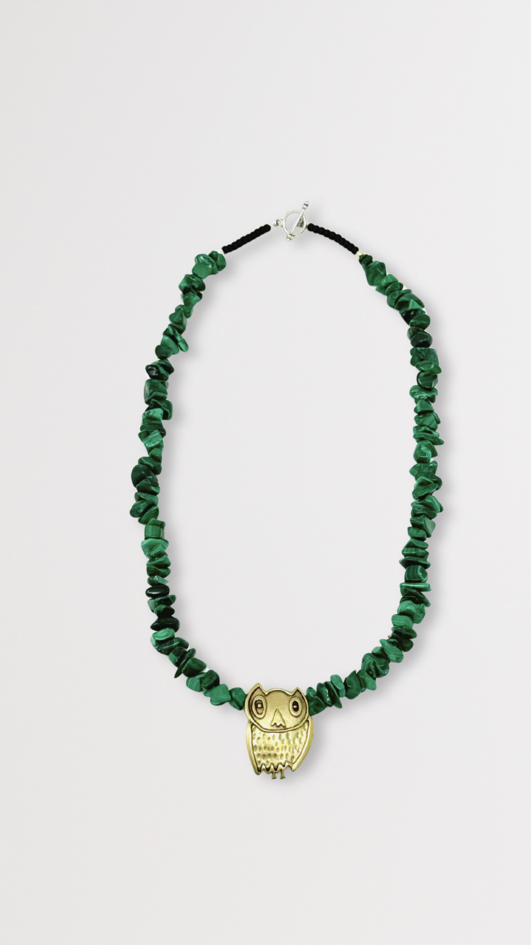 Bronze Owl Beaded Choker Necklace