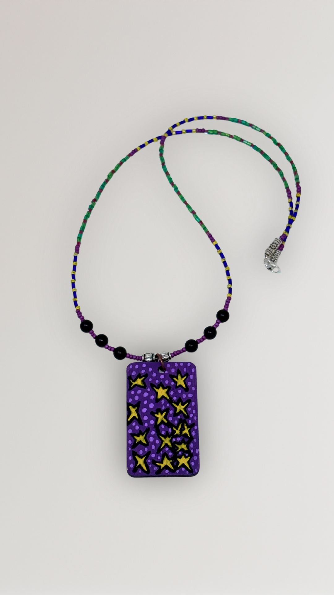 "Stars" Unique Hand-Painted Pendant Necklace
