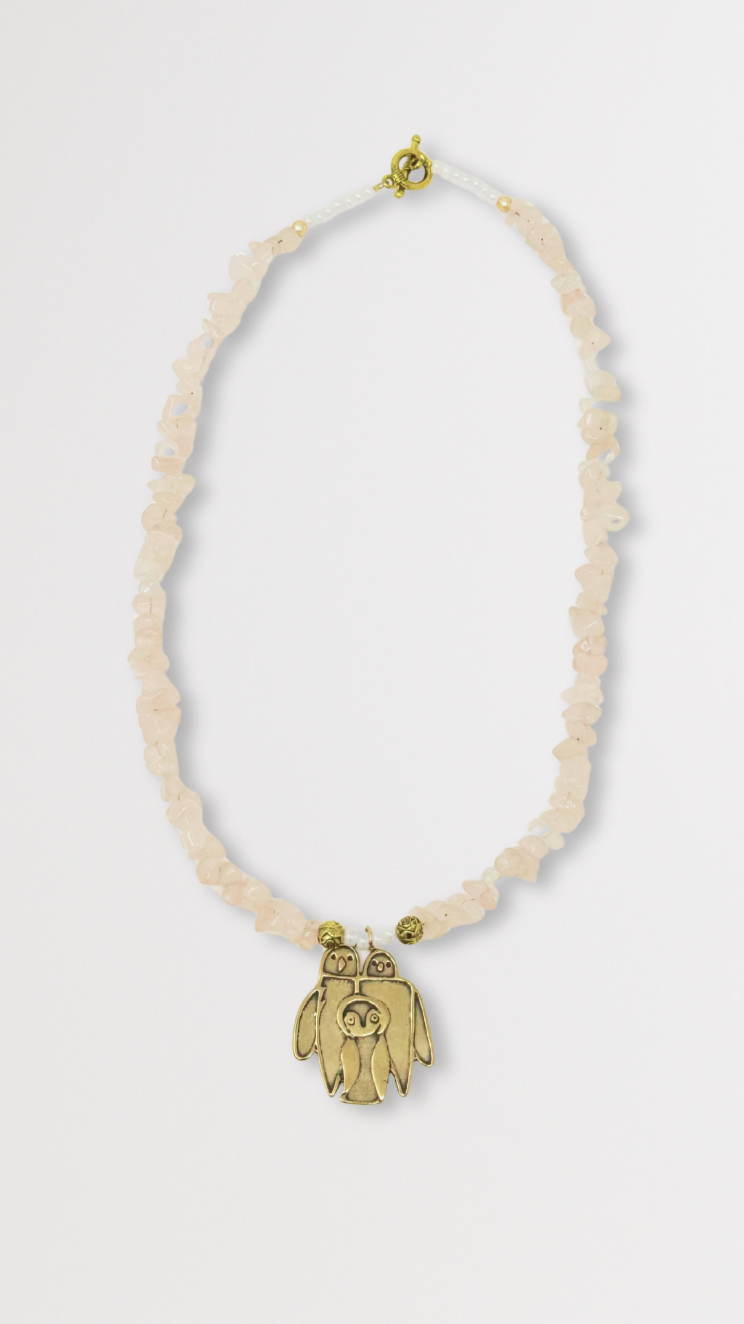 Beaded Necklace with Bronze Turn It Gold Pendant
