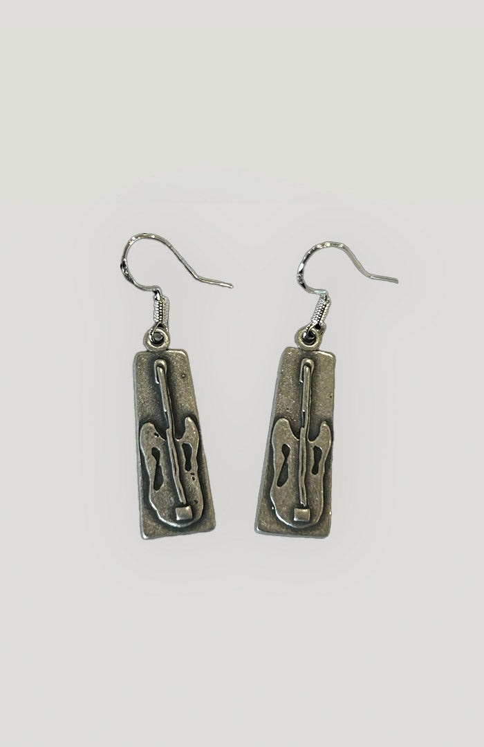 Silver Bass Guitar Earrings