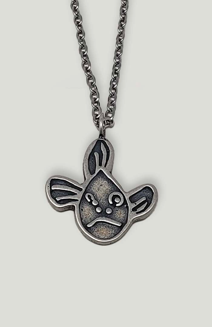 Silver Grumpy Fish Necklace