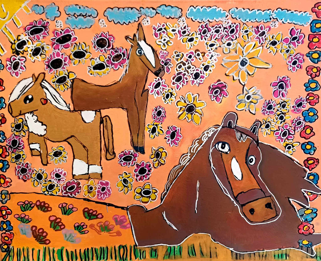 Horses Among the Flowers